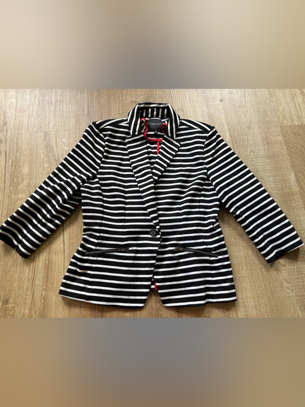 Christian Siriano Black & White Striped Blazer Sz Med Classy Business